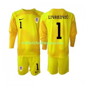Maillot/Tenue Croatie Dominik Livakovic 1 Gardien Enfant Domicile Coupe du monde 2022 Manche Longue
